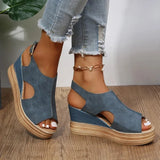 Plus Size Wedge High Heels Sandals Women 2024 Peep Toe Platfrom Sandals Woman Buckle Strap Non Slip Beach Sandles