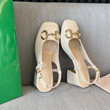 Women's High Heels Shoes 2024 Summer Pumps Back Empty Female 8cm Thick Heel Square Toe Mary Jane Shoes Black Pink Talon
