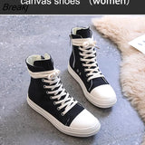 High-Top Canvas Shoes Platform Canvas Shoes Plus Velvet Women Shoes Flat Shoes Side