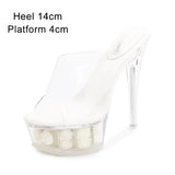 Slippers Women Shoes Super High Heels Plus Size Catwalk Transparent Sandals Women Pole Dance Platform Wedding