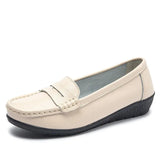 Flats Slip On Soft Loafers Women Genuine Leather Shoes Platform Nurse Ladies Flat Shoes Wedge White Zapatos De