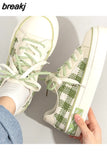 Women's Sports Kawaii Shoes Canvas Pink Flat Platform Running White Casual Anime Lolita Korean Vulcanize Rubber