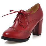 Office Ladies woman shoes Big Size 43 Round Toe Solid Vintage Cross-tied Spike Heels Fashion