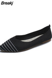 Fashion Slip on Mesh Loafers Breathable Stretch Ballet Shallow Flat Elegant Women Soft Bottom Pointed Toe Boat Shoes