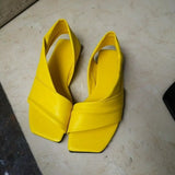 New Summer Women's Sandals Fashion Solid Color Non-lace Sleeves Simple Square Toe Open Toe All-match Design Women's