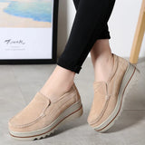 New Autumn Women Roud Toe Sneakers Faux Suede Platform Loafers Slip On Casual Moccasins Ladies Walking Shoes Driving