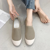 Knit Ballet Flat Slip on Women Loafers Breathable Mesh Single Shoe Comfort Soft Bottom Sneakers Round Toe Shallow