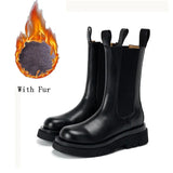 Luxury Chelsea Boots Women Ankle Boots Chunky Winter Shoes Platform Ankle Boots Slip on Chunky Heel BV Boot Brand
