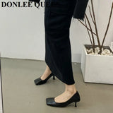 Pumps Women Shoes Fashion Square Toe High Heels Office Dress Shoes Stiletto Pumps Wedding Party Elegant Zapatillas