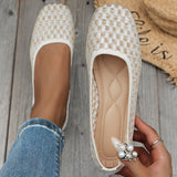 Breakj Size Summer Autumn New Flat Square Head Cover Foot Shallow Mouth Mother Shoes Casual Single