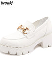 Heels Women's Loafers Pumps Luxury Designer Shoes Ladies 2023 Spring Wedge Casual Leather Wedding Shoes Bride Round