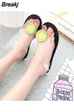 Shoes No Heel Footwear Beach Summer 2023 Plastic Sandals for Women Flat Rubber Pvc Flip-flops Jelly Original Sandal H