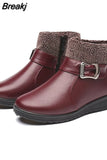 Women Winter Casual Platform Block High Heels Ankle Boots Female Suede Fleece Zipper Buckle Warm Snow Boots
