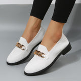 Fashion Flat Shoes Women Quality Metal Slip on Loafer Shoes Ladies Flats Mocassins Big Size 36-42 Zapatillas Mujer
