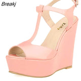 Women Wedge Sandals 2023 Peep Toe Buckle Shoes Woman Platform Canvas Wedges Fashion Summer Super High Heel