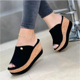 Women Summer Peep Toe Wedges Heeled Sandals Platform Shoes Casual Ladies Outdoor Slippers Beach Shoes Fashion Slides