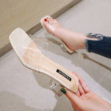 Summer Women Sandals Shoes Luxury Beach Ladies Pvc Clear Sandal Comfortable High Heels Woman Transparent Medium Heel