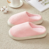 Thicken Warm Plush Home Slippers Women Thick Sole Solid Color Indoor Couple Cotton Shoes Soft Comfy Fuzzy Slippers