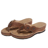 Appliques Slippers 2023 Summer Women Vintage Flip Flop Ladies Wedges Comfortable Shoes Female Sewing Slides Plus