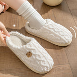 Plush Warm Home Cotton Slippers Women Cute Cartoon Bear Winter Slippers for Couples Flat Heels Non Slip Indoor House