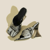 Printing Summer High Heels 2023 New Fashion Square Head Crystal High Heel Slippers Women's Sandals Outdoor
