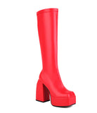 Chunky Platform High Boots Party Shoes Ladies Thick Heels Elastic Micro Knee High Boots Women Punk Style botas