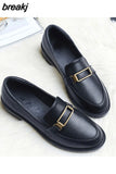 Women Flat Shoes Round Toe Lace-Up Oxford Shoes Woman Genuine Leather Brogue Women Platform Shoes Women Loafers