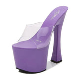 8 Color Women's High Heel Sandals 2023 Summer Transparent PVC Sexy Wedding Slippers 20CM Platform Thick Heel Shoes Size