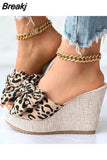 Dropship Platform Wedges Mules Sandals 2023 Summer New Floral Pattern Slide Sandals Comfy Beach Shoes Outside Slider