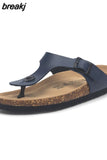 New Beach Cork Flip Flops Slippers 2023 Casual Summer Women Mixed Color Print Unisex Slip on Slides