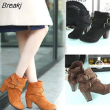Ankle Boots Women Thick High Heels Winter Shoes Woman Booties Botines Feminina Plus Size Botas Mujer