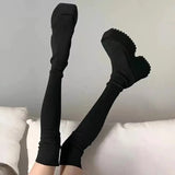 Winter Women's Over The Knee Sock Boots 2023 Stretch Knitted Thick Heels Long Boots Woman Slip on Platform