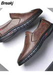 Autumn Brand Men's Casual Shoes Fashion Comfortable Leather Shoes for Men Soft Bottom Business Leather Slip-on Flat