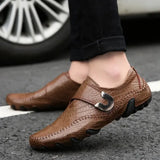 Leather Men Moccasins slip on Soft Casual Loafers handmade Leisure shoes Breathable flats Comfortable for men