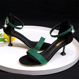 Ankle Strap Women Casual Sandals Open Toe Summer High Heel Shoes Buckle Ladies Office Work Sandalias Thin Heels