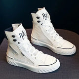 Women's Sneakers New Spring Canvas Lace-Up Vulcanized Shoes Summer Breathable White Casual Women