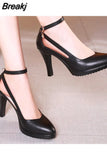 Pumps Luxury Pointed Toe Office Lady Pumps Black Ladies High Heels Sandals 2023 Women Leather Office Shoes Summer