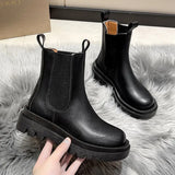 Boots Female Fall 2023 New British Wind Boots Thick Cheesier Short Boots Ins Damp Cigarette