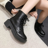 Chunky Platform Combat Boots Women 2023 Back Zipper Pu Leather Ankle Boots Woman Punk Thick Bottom Motorcycle Botas