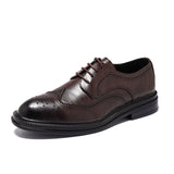 Breakj Men's Black Business Dress Leather Shoes Men's Platform Casual British Style Groom Wedding Shoes