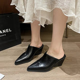 Breakj Bag Head Half Slippers Women 2025 Wear Thick Heels High-Heeled Tips Cool