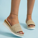 Weaving Wedge Slippers for Women 2023 Summer Thick Sole Platform Sandals Woman Lightweight Non Slip Casual