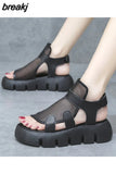 Toe Platform Heel Women Sandals Summer Shoes New Black Wedge Heel Sandals Women Summer Breathable High Quality