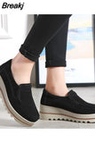 New Autumn Women Roud Toe Sneakers Faux Suede Platform Loafers Slip On Casual Moccasins Ladies Walking Shoes Driving