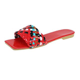 Women Braided Slippers Beach Candy Colors Charm Summer Open-toe Flat Slippers Large Size 42 Vacation Casual Women