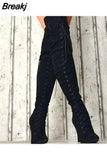 foreign trade style 2023 autumn and winter sexy thin heel super high heel pointed 40-43 knee high women's