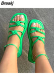 Platform Sandals for Women Casual Rubber Sole Non-slip Women Shoes Comfortable Peep Toe Rivet Beach