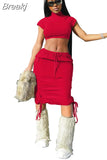 Spring Camouflage Women Streetwear Women Turtleneck Shorts Crop Top And Skinny Skirts Casual Matching 2pcs Outfits