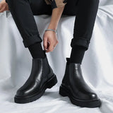 Breakj Boots Male Cotton Shoes High Top Leather Shoes Black Martin Boots Men Middle Top Leather Shoes