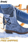 Women's Boots Winter 2023 Side Zipper Snow Boots Lace Up Women Shoes Size 43 Knitting Retro Ankle Boots Botas De